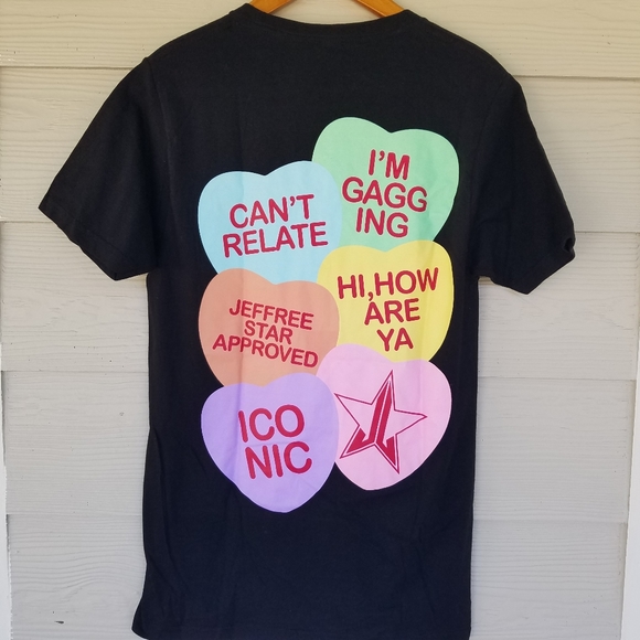 Jeffree Star Cosmetic Candy Hearts Valentines Exclusive Black T-Shirt, Size Sml - Picture 7 of 9